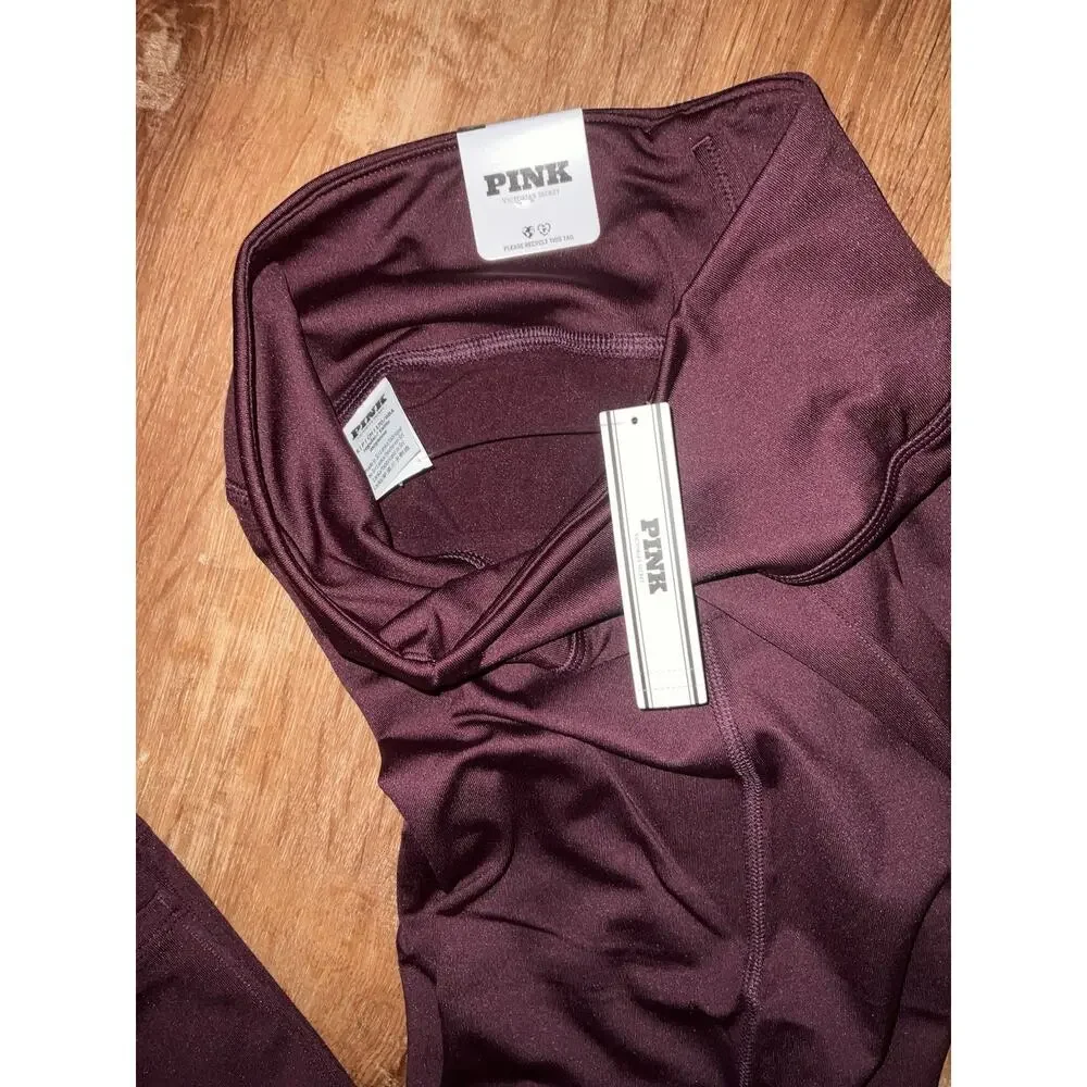 Victoria’s Secret PINK Burgundy Flare LEG Mid Rise Yoga Pant Leggings-SMALL - Picture 15 of 15